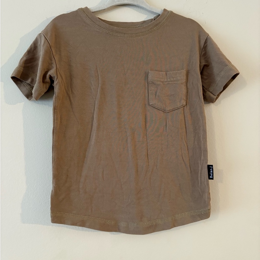 Belen.J Kids Brown Tan bambooT-Shirt with Pocket 18-24M